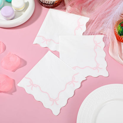 Pink Bow Napkins - 3-ply, 200 pcs | Baby Shower Decorations, Spring Girl Birthday, Girls Just Wanna Be One, Tying the Knot Party Favors, Coquette Graduation, Bachelorette Decor