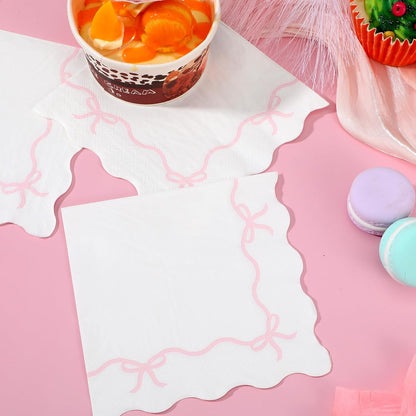 Pink Bow Napkins - 3-ply, 200 pcs | Baby Shower Decorations, Spring Girl Birthday, Girls Just Wanna Be One, Tying the Knot Party Favors, Coquette Graduation, Bachelorette Decor