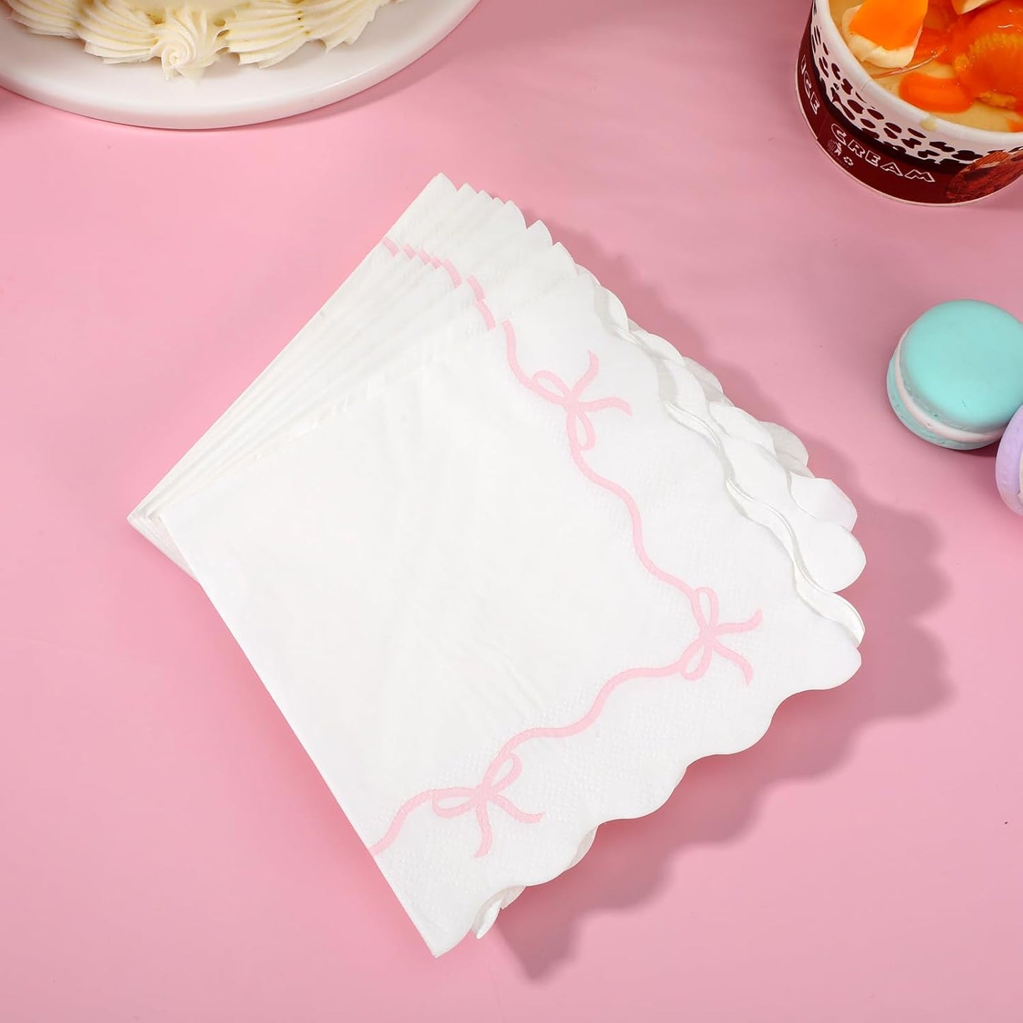 Pink Bow Napkins - 3-ply, 200 pcs | Baby Shower Decorations, Spring Girl Birthday, Girls Just Wanna Be One, Tying the Knot Party Favors, Coquette Graduation, Bachelorette Decor