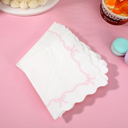 Pink Bow Napkins - 3-ply, 200 pcs | Baby Shower Decorations, Spring Girl Birthday, Girls Just Wanna Be One, Tying the Knot Party Favors, Coquette Graduation, Bachelorette Decor