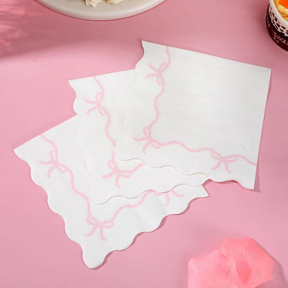 Pink Bow Napkins - 3-ply, 200 pcs | Baby Shower Decorations, Spring Girl Birthday, Girls Just Wanna Be One, Tying the Knot Party Favors, Coquette Graduation, Bachelorette Decor