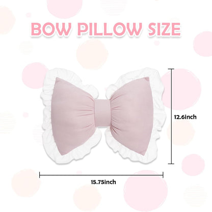 Set of 2 Bow Shaped Throw Pillow Soft Bowknot Decorative Pillows Cute Car Lumbar Pillows Novelty Bow Pillow for Sofa Couch Bed Living Room Bedroom