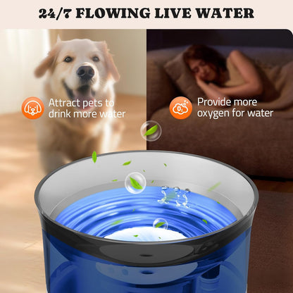 Pawtners 1 Gal/3.5L Dog Water Fountain,Elevated Dog Water Bowl Dispenser | Vortex Flow filter,Automatic Pet Water Fountain for Large Dogs Inside, Deep Drinking Area and Quiet Pump, 10" H