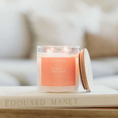 . Peach & Nectar 2 Wick Scented Candle - 37 Hour Burn