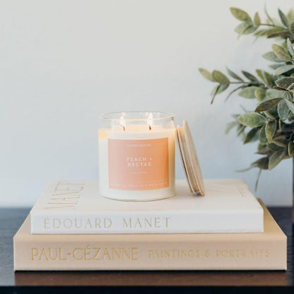 . Peach & Nectar 2 Wick Scented Candle - 37 Hour Burn