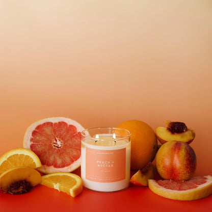 . Peach & Nectar 2 Wick Scented Candle - 37 Hour Burn