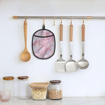 Light Pink Marble with Gold Silicone Pot Holders,2pcs, Heat Resistant Oven Mitts Large Potholders for Kitchen Cooking Baking Hot Pads