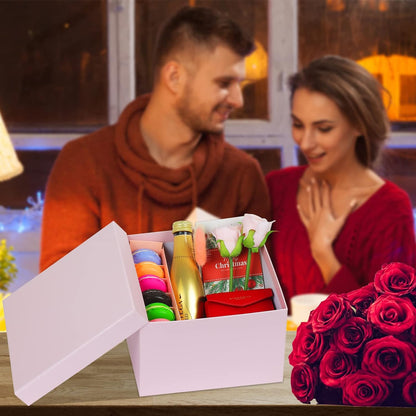 5 Pack Large Square Nesting Gift Boxes with Lids for Presents, 4"-8" Pink Stacking Gift Box with Ribbon Card for Wedding Birthday Party Valentine Christmas