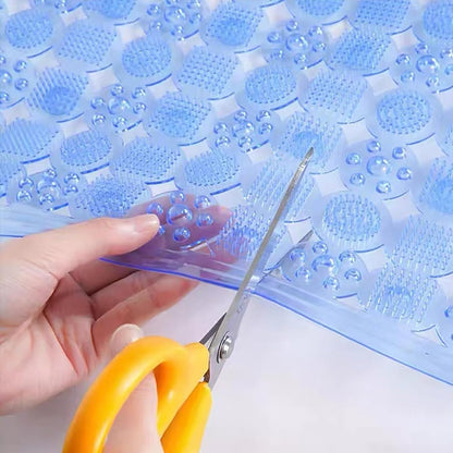 Transparent Anti-Slip Shower Mat with Suction Cups, Clear Bathroom Shower Stall Floor Mat, Machine Washable Bath Mat for Tub Non Slip with Drain Holes, Soft on Feet,Pink,34x69cm/13x27in