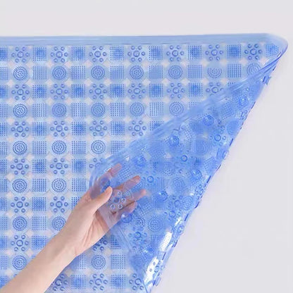 Transparent Anti-Slip Shower Mat with Suction Cups, Clear Bathroom Shower Stall Floor Mat, Machine Washable Bath Mat for Tub Non Slip with Drain Holes, Soft on Feet,Pink,34x69cm/13x27in