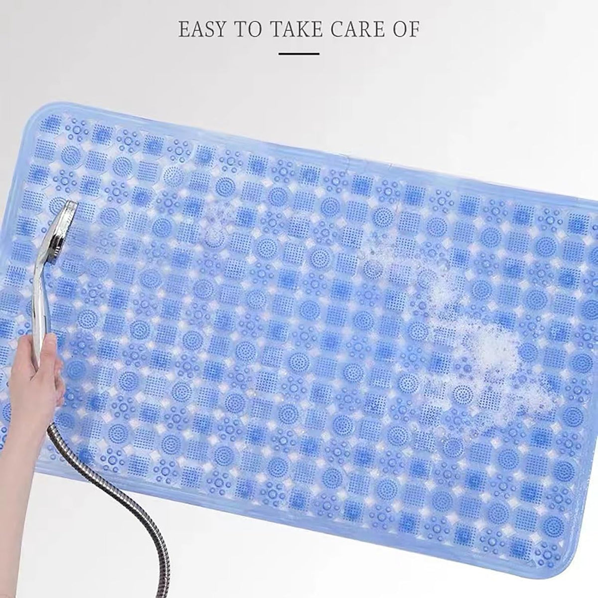 Transparent Anti-Slip Shower Mat with Suction Cups, Clear Bathroom Shower Stall Floor Mat, Machine Washable Bath Mat for Tub Non Slip with Drain Holes, Soft on Feet,Pink,34x69cm/13x27in