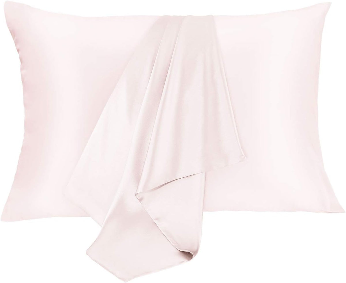 Silk Pillowcase for Hair and Skin 2 Pack 100% Mulberry Silk Bed Pillowcase Hypoallergenic Soft Breathable Both Sides Silk Pillow Case with Hidden Zipper, Pillow Cases (King, Light Pink)