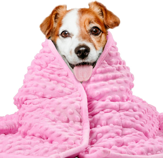 Weighted Blanket for Pets | Thunder Blanket for Dogs Anxiety | Premium Soft Minky | Relaxation & Calming & Anti Anxiety | Used in Car, Bed, Couch | Pink, Washable Small (24"x32")