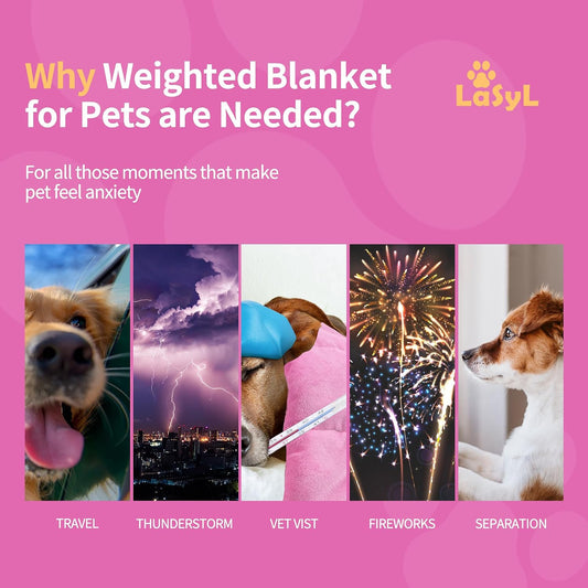 Weighted Blanket for Pets | Thunder Blanket for Dogs Anxiety | Premium Soft Minky | Relaxation & Calming & Anti Anxiety | Used in Car, Bed, Couch | Pink, Washable Small (24"x32")