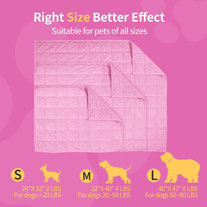 Weighted Blanket for Pets | Thunder Blanket for Dogs Anxiety | Premium Soft Minky | Relaxation & Calming & Anti Anxiety | Used in Car, Bed, Couch | Pink, Washable Small (24"x32")