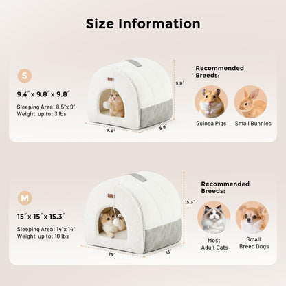 ZOMISIA Cat Bed Cave for Indoor Cats, 2-in-1 Cat Cave for Kittens and Small Pets with Removable Washable Cushioned Pillow, Enclosed Cat Bed Cozy Cat House Hideout with Non-Slip Bottom, 15 Inches
