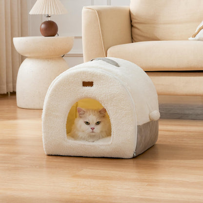 ZOMISIA Cat Bed Cave for Indoor Cats, 2-in-1 Cat Cave for Kittens and Small Pets with Removable Washable Cushioned Pillow, Enclosed Cat Bed Cozy Cat House Hideout with Non-Slip Bottom, 15 Inches