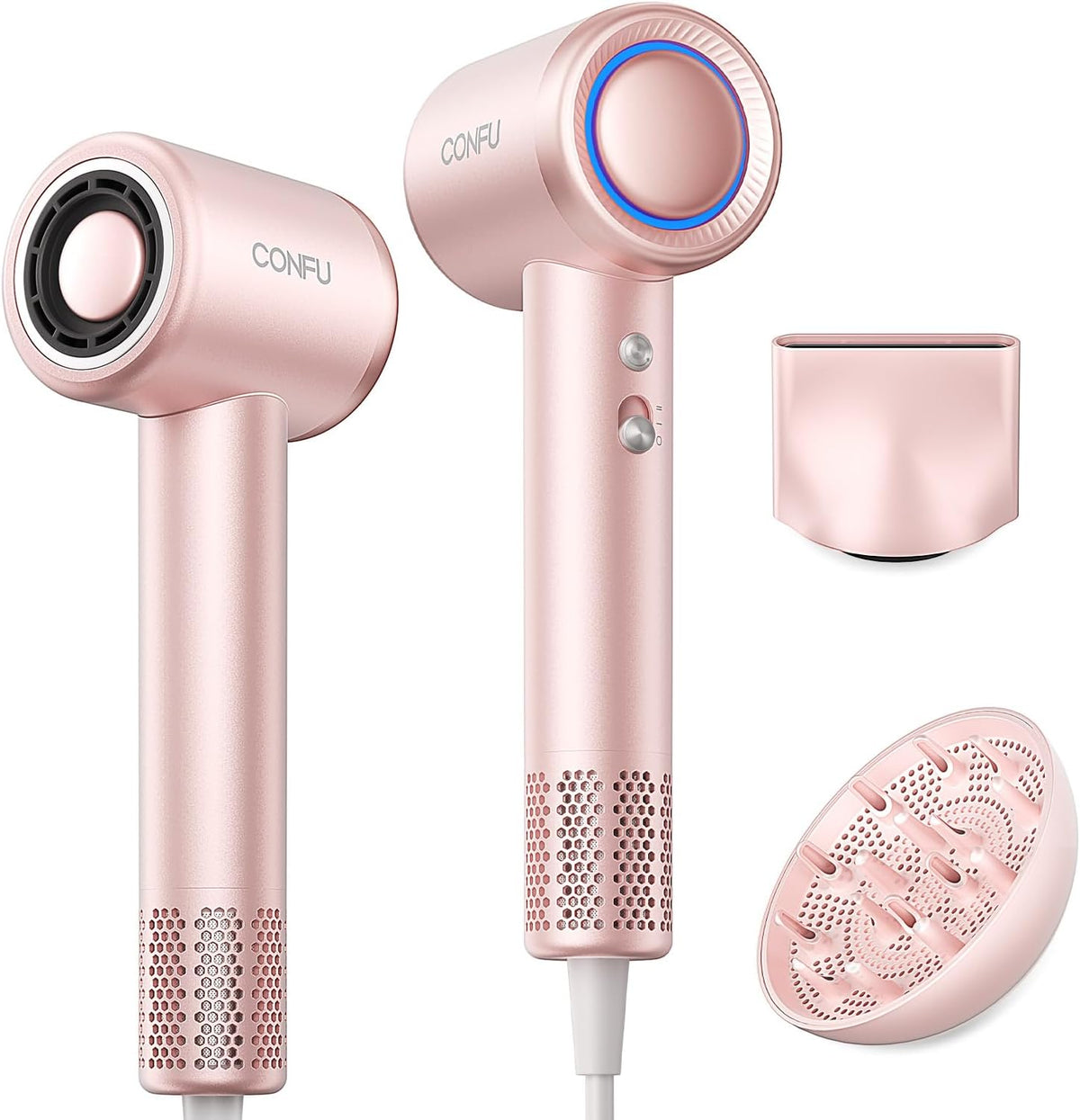 Hair Dryer with Diffuser, 110000 RPM High Speed Ionic Low Noise Fast Drying Blow Dryer for Men Women, Professional Hairdryer with Magnetic Diffuser for Curly Hair for Home Travel Salon