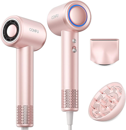 Hair Dryer with Diffuser, 110000 RPM High Speed Ionic Low Noise Fast Drying Blow Dryer for Men Women, Professional Hairdryer with Magnetic Diffuser for Curly Hair for Home Travel Salon