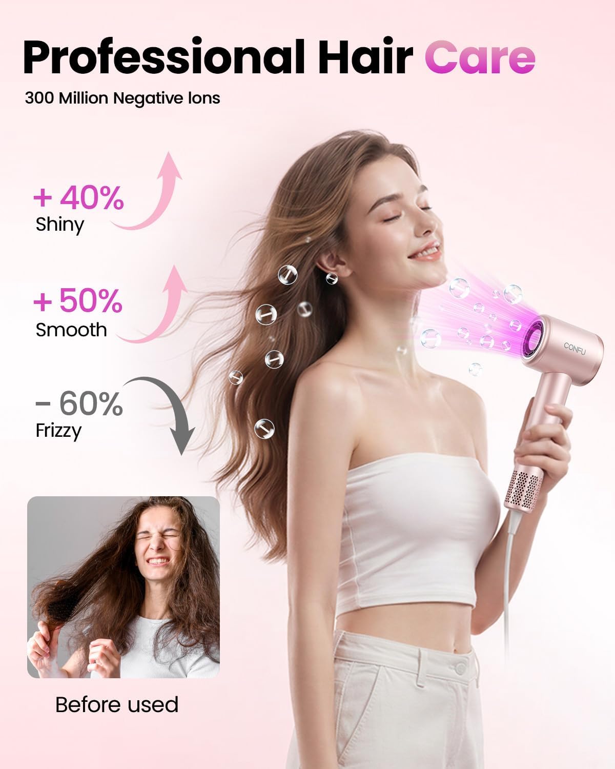 Hair Dryer with Diffuser, 110000 RPM High Speed Ionic Low Noise Fast Drying Blow Dryer for Men Women, Professional Hairdryer with Magnetic Diffuser for Curly Hair for Home Travel Salon