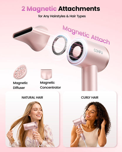 Hair Dryer with Diffuser, 110000 RPM High Speed Ionic Low Noise Fast Drying Blow Dryer for Men Women, Professional Hairdryer with Magnetic Diffuser for Curly Hair for Home Travel Salon
