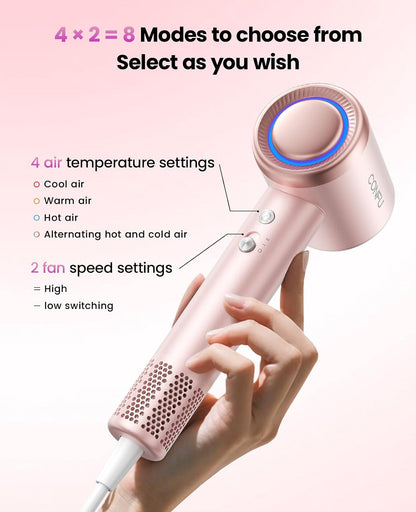 Hair Dryer with Diffuser, 110000 RPM High Speed Ionic Low Noise Fast Drying Blow Dryer for Men Women, Professional Hairdryer with Magnetic Diffuser for Curly Hair for Home Travel Salon