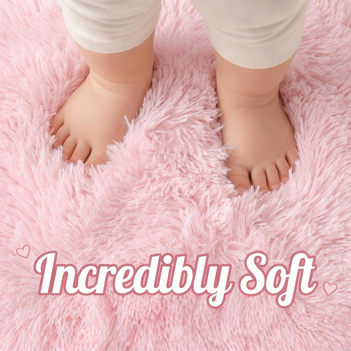 Pink Runner Rugs for Girls Bedroom Living Room, 2x6 Fluffy Bedside Area Rug