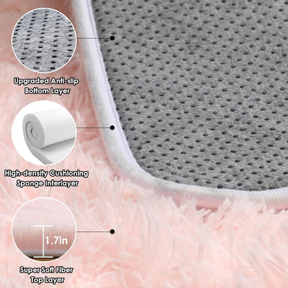 Pink Runner Rugs for Girls Bedroom Living Room, 2x6 Fluffy Bedside Area Rug