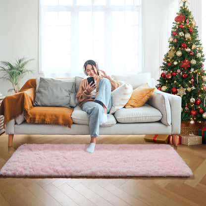 Pink Runner Rugs for Girls Bedroom Living Room, 2x6 Fluffy Bedside Area Rug