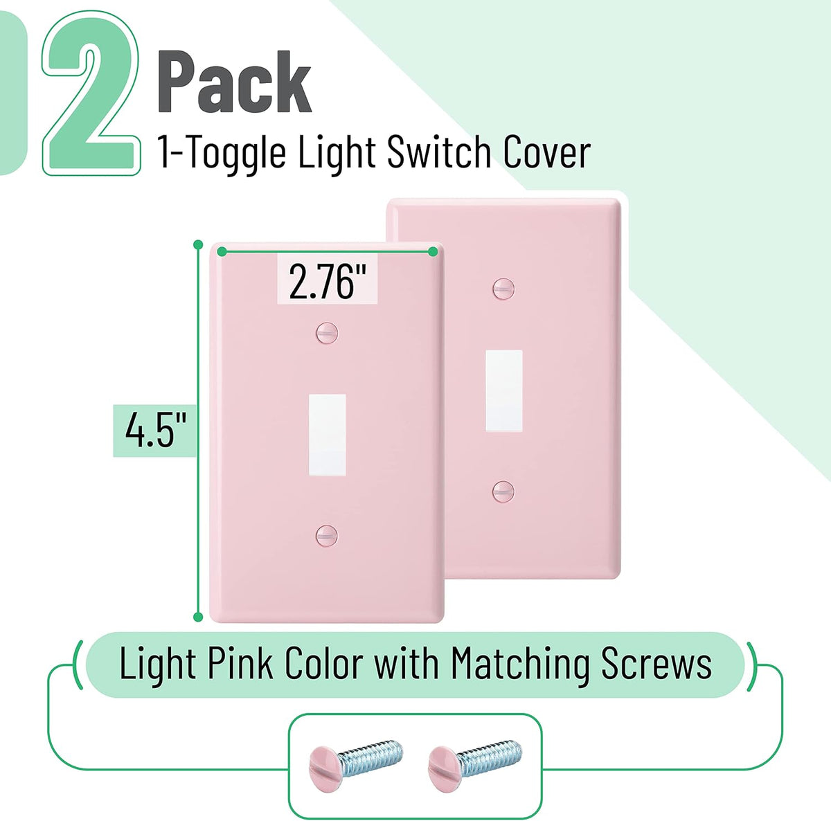 Bates- Light Switch Plates, 2 Pack, Pink Light Switch Cover Plate