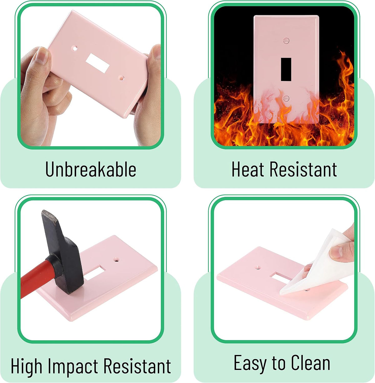 Bates- Light Switch Plates, 2 Pack, Pink Light Switch Cover Plate