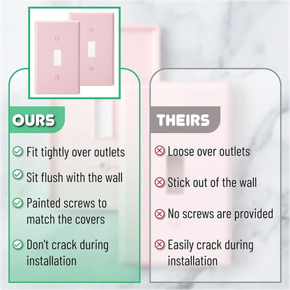 Bates- Light Switch Plates, 2 Pack, Pink Light Switch Cover Plate