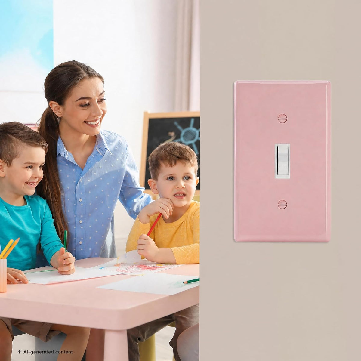 Bates- Light Switch Plates, 2 Pack, Pink Light Switch Cover Plate