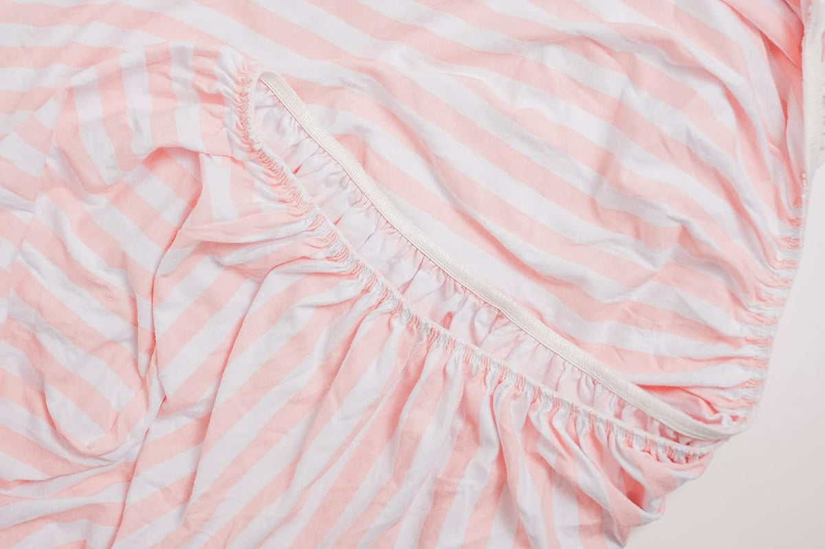 . 3 Fitted Crib Sheets Pink Set for Baby Girl - 100% Oeko-TEX Cotton Nursery Bedding - Pink/White Chevron, Polka Dot, and Stripe - for Standard Baby or Toddler Crib Mattress 28”x52”x9” Sheet
