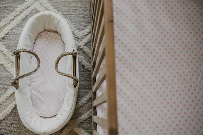 . 3 Fitted Crib Sheets Pink Set for Baby Girl - 100% Oeko-TEX Cotton Nursery Bedding - Pink/White Chevron, Polka Dot, and Stripe - for Standard Baby or Toddler Crib Mattress 28”x52”x9” Sheet