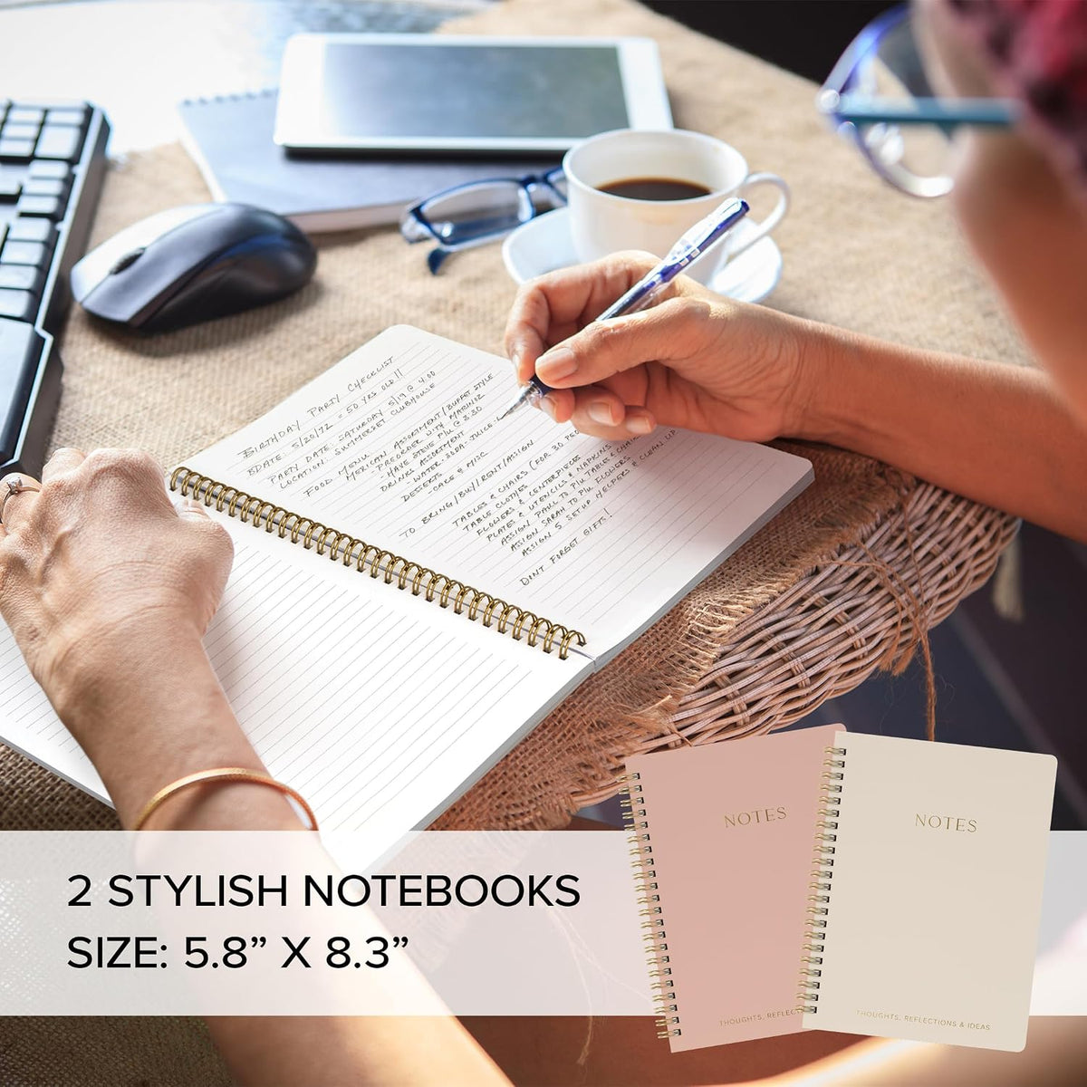 Aesthetic Spiral Notebook Set of 2 For Women and Men - College Ruled A5