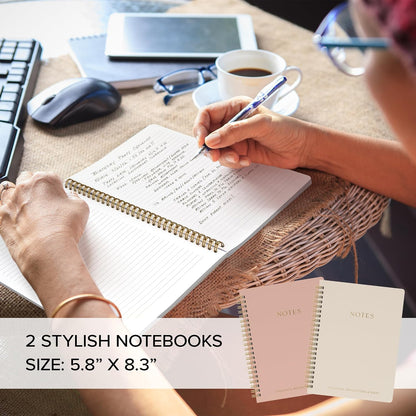 Aesthetic Spiral Notebook Set of 2 For Women and Men - College Ruled A5