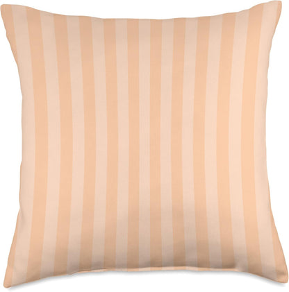 Deep Peach Cabana Tent Stripe Throw Pillow