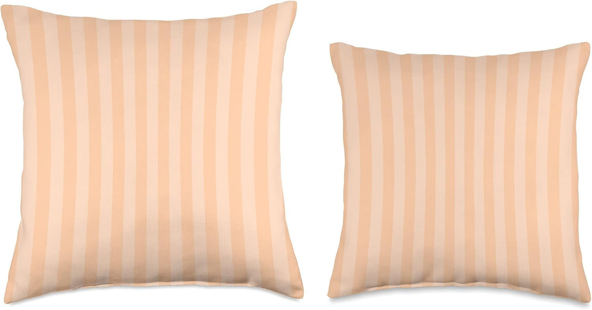 Deep Peach Cabana Tent Stripe Throw Pillow