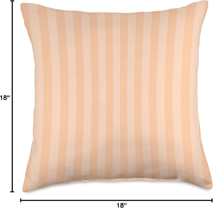 Deep Peach Cabana Tent Stripe Throw Pillow