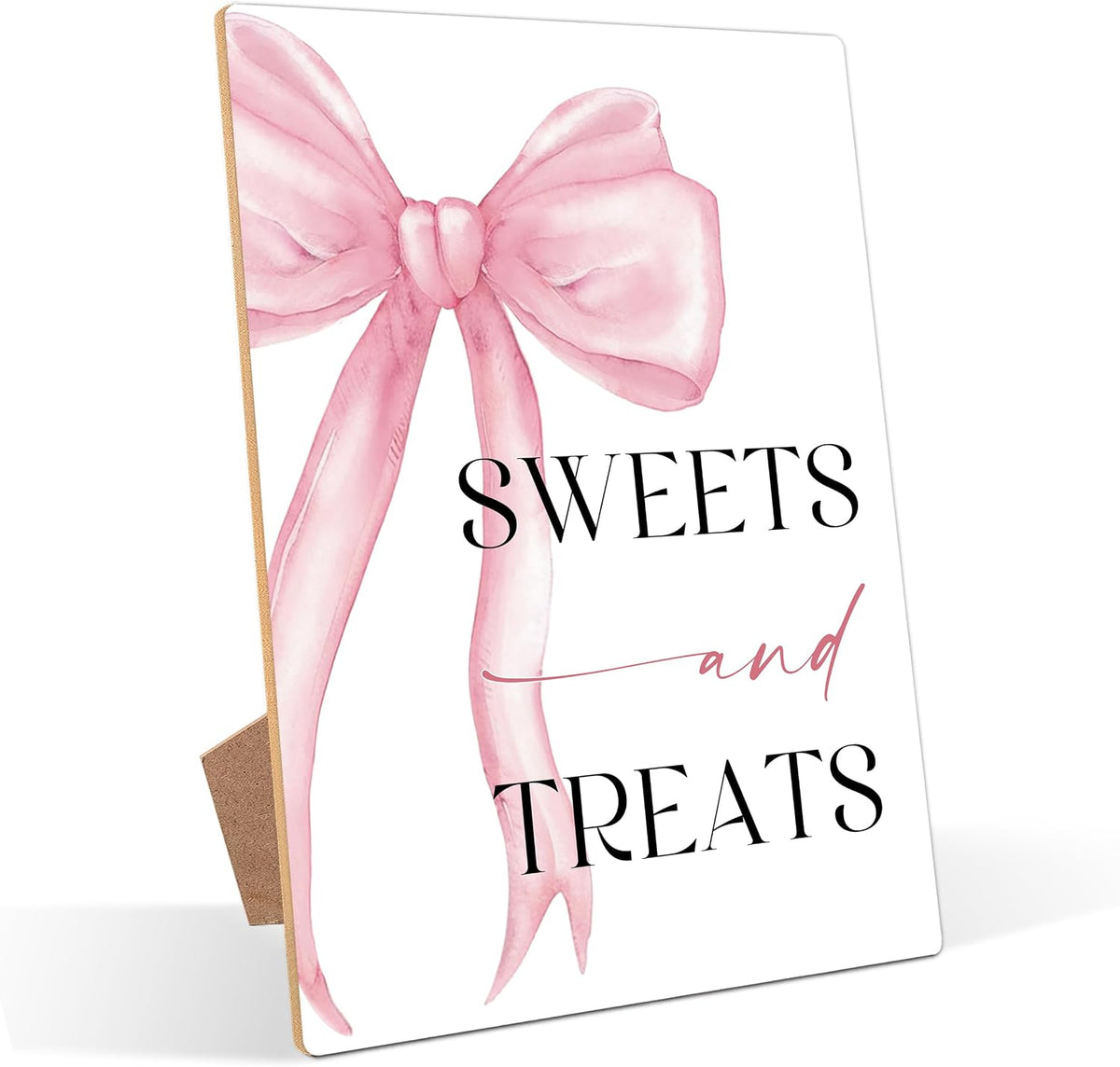 Pink Bow Themed Sweets and Treats Sign, Pink Bridal Shower Decorations, Wedding Signs for Reception, Bridal Shower Table Decor, Reception Tabletop decor for Engagement Bachelorette Party