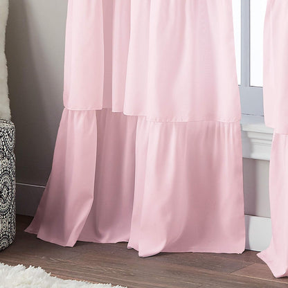 Flounced Ruffle Rod Pocket Curtain Panel, 95 inch, Pink, 1 Panel, 1Q82460APK