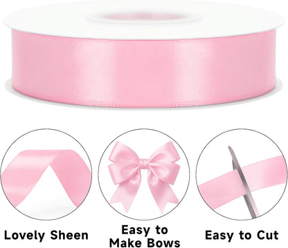 Light Pink Satin Ribbon - 1 Inch x 50 Yards for Gift Wrapping