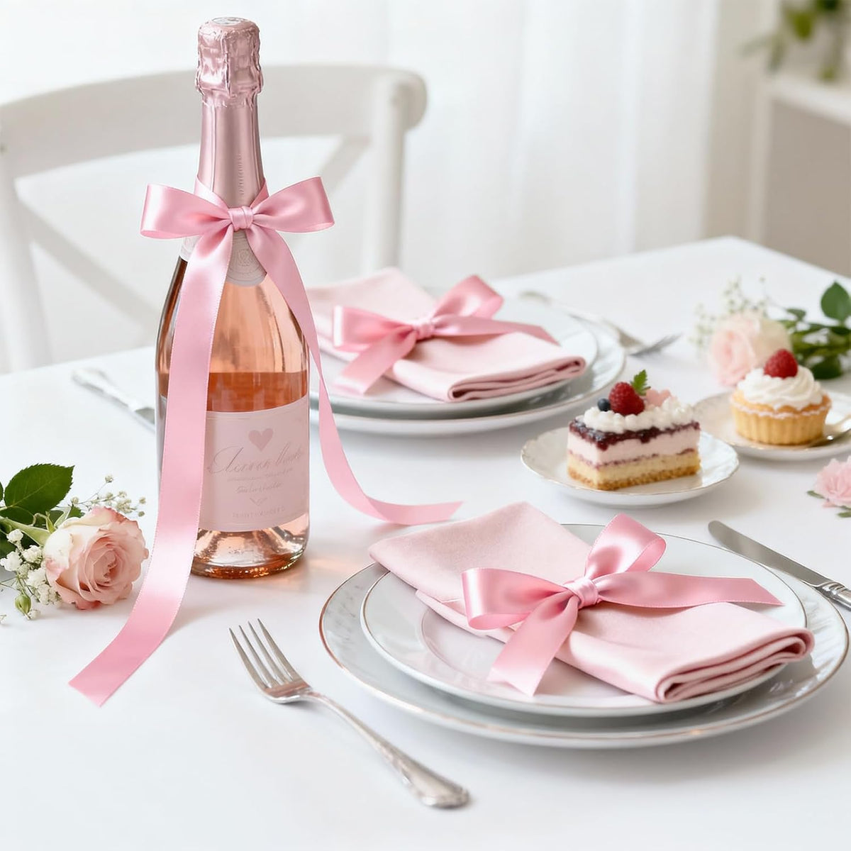 Light Pink Satin Ribbon - 1 Inch x 50 Yards for Gift Wrapping