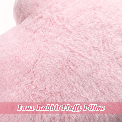 2 Pcs Heart Throw Pillow Plush Fluffy Pillow for Girl, Pink