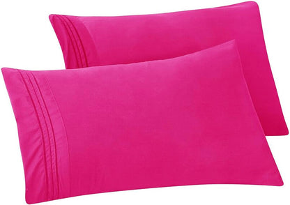 Solid Pillowcases 1500 Premium Hotel Quality Microfiber - Smooth Weave, Wrinkle and Stain Resistant, Easy Slip-On, 2-Piece Set, Standard/Queen Pillowcase, Pink