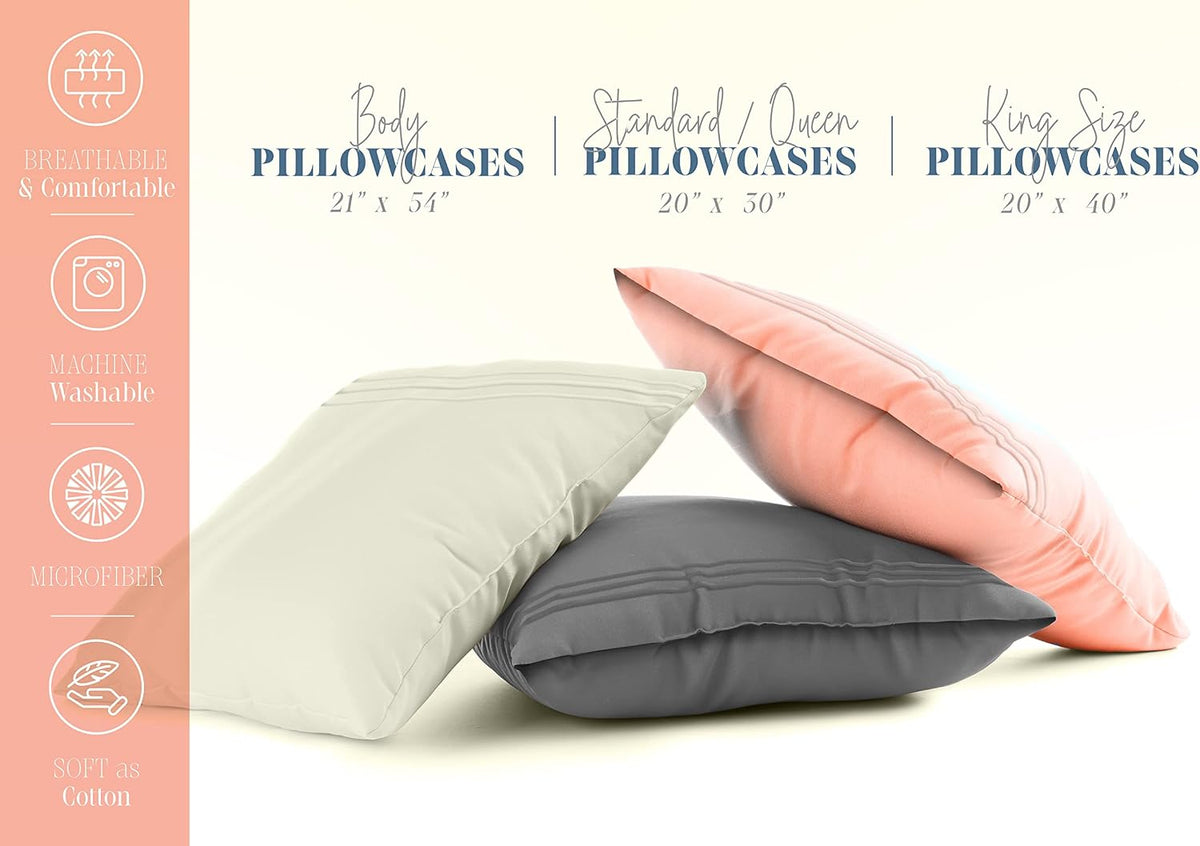 Solid Pillowcases 1500 Premium Hotel Quality Microfiber - Smooth Weave, Wrinkle and Stain Resistant, Easy Slip-On, 2-Piece Set, Standard/Queen Pillowcase, Pink