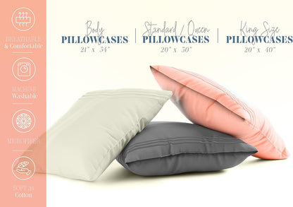 Solid Pillowcases 1500 Premium Hotel Quality Microfiber - Smooth Weave, Wrinkle and Stain Resistant, Easy Slip-On, 2-Piece Set, Standard/Queen Pillowcase, Pink