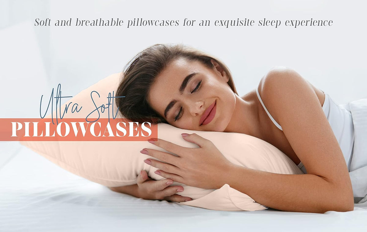Solid Pillowcases 1500 Premium Hotel Quality Microfiber - Smooth Weave, Wrinkle and Stain Resistant, Easy Slip-On, 2-Piece Set, Standard/Queen Pillowcase, Pink