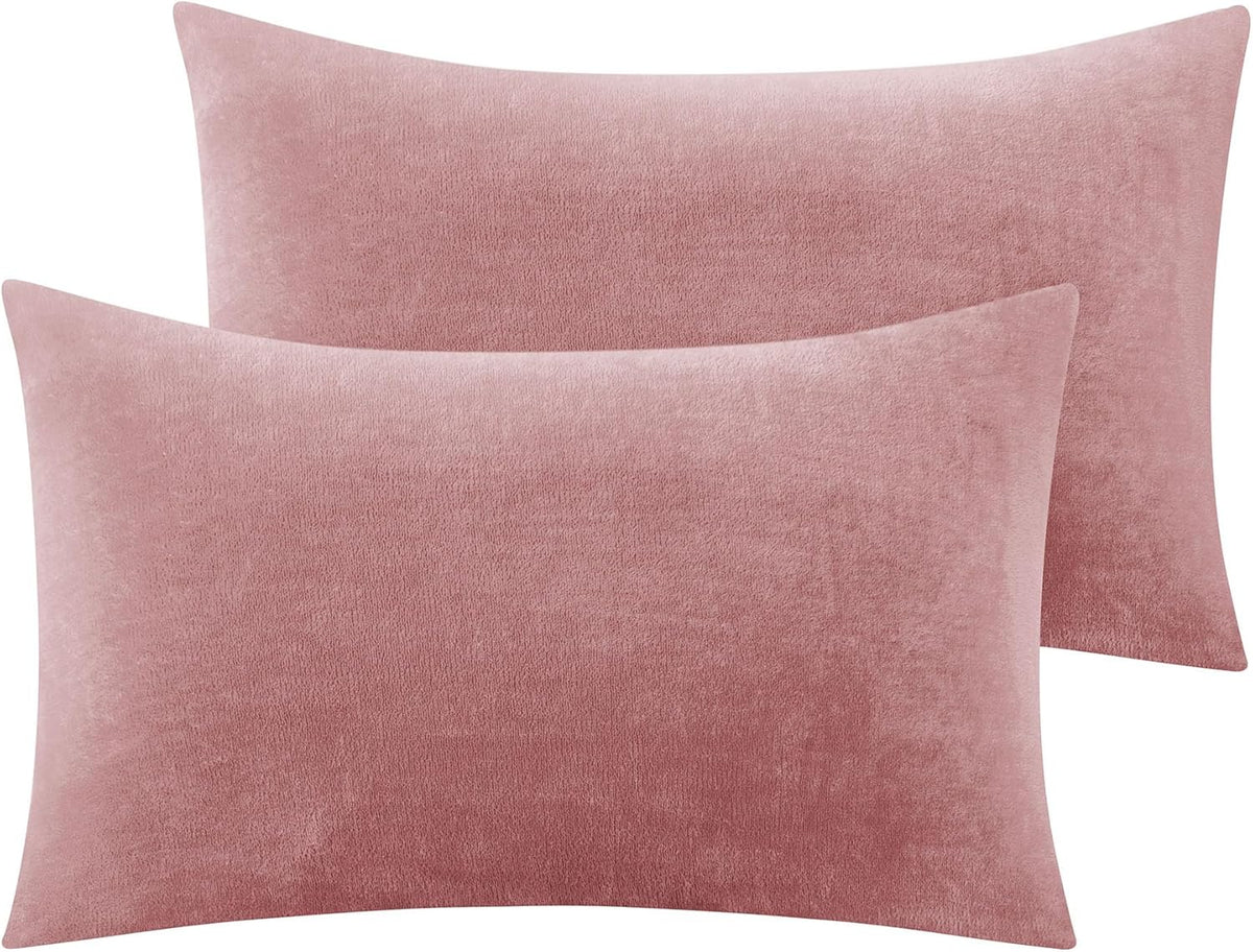 Flannel Pillowcases Standard Set of 2, Dusty Pink, 20x26 Inches